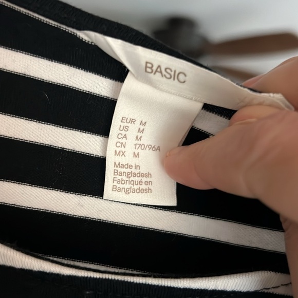 H&M Basic Black and White L/S Striped Dress Medium - Picture 2 of 8